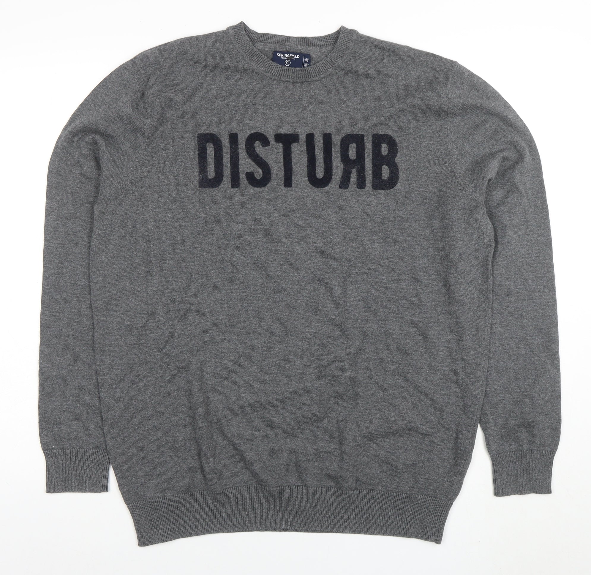 Springfield Men's Grey XL Pullover Jumper with Disturb Logo
