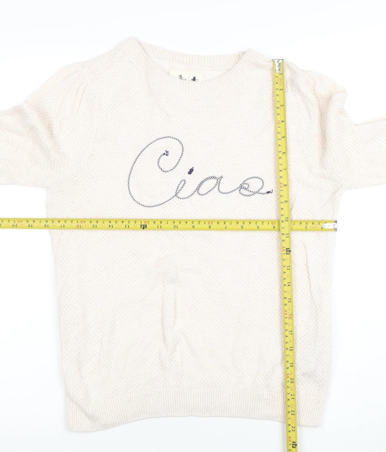 Springfield Women Beige Knit Crew Neck Pullover Jumper M - Image 2