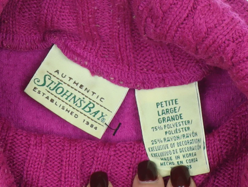 St. John's Bay Women's Pink Petite Large Pullover Cowl Neck Sweatshirt - Image 4