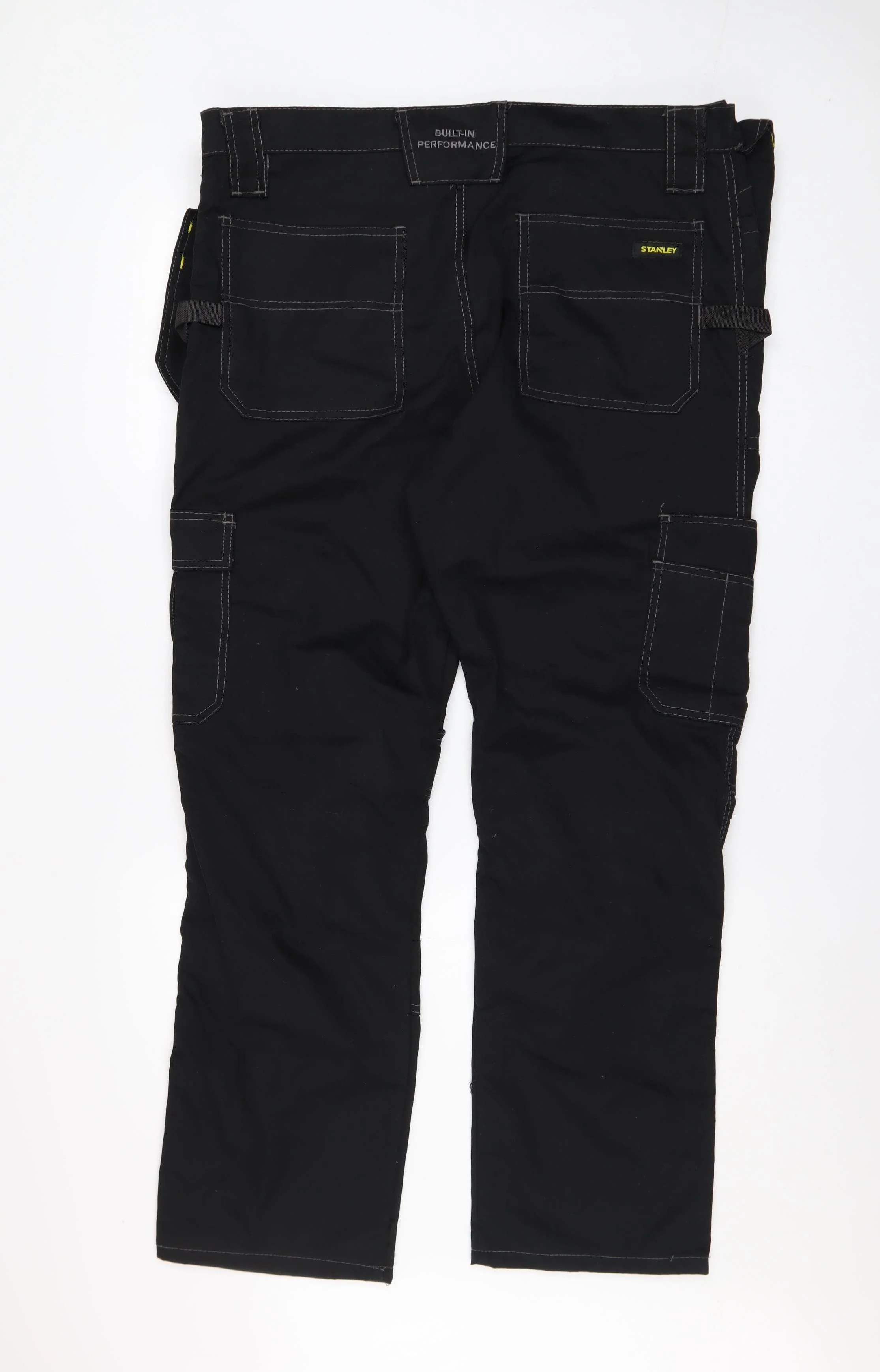 Stanley Men's Black Cargo Work Trousers W38 L31 Durable Canvas - Image 3
