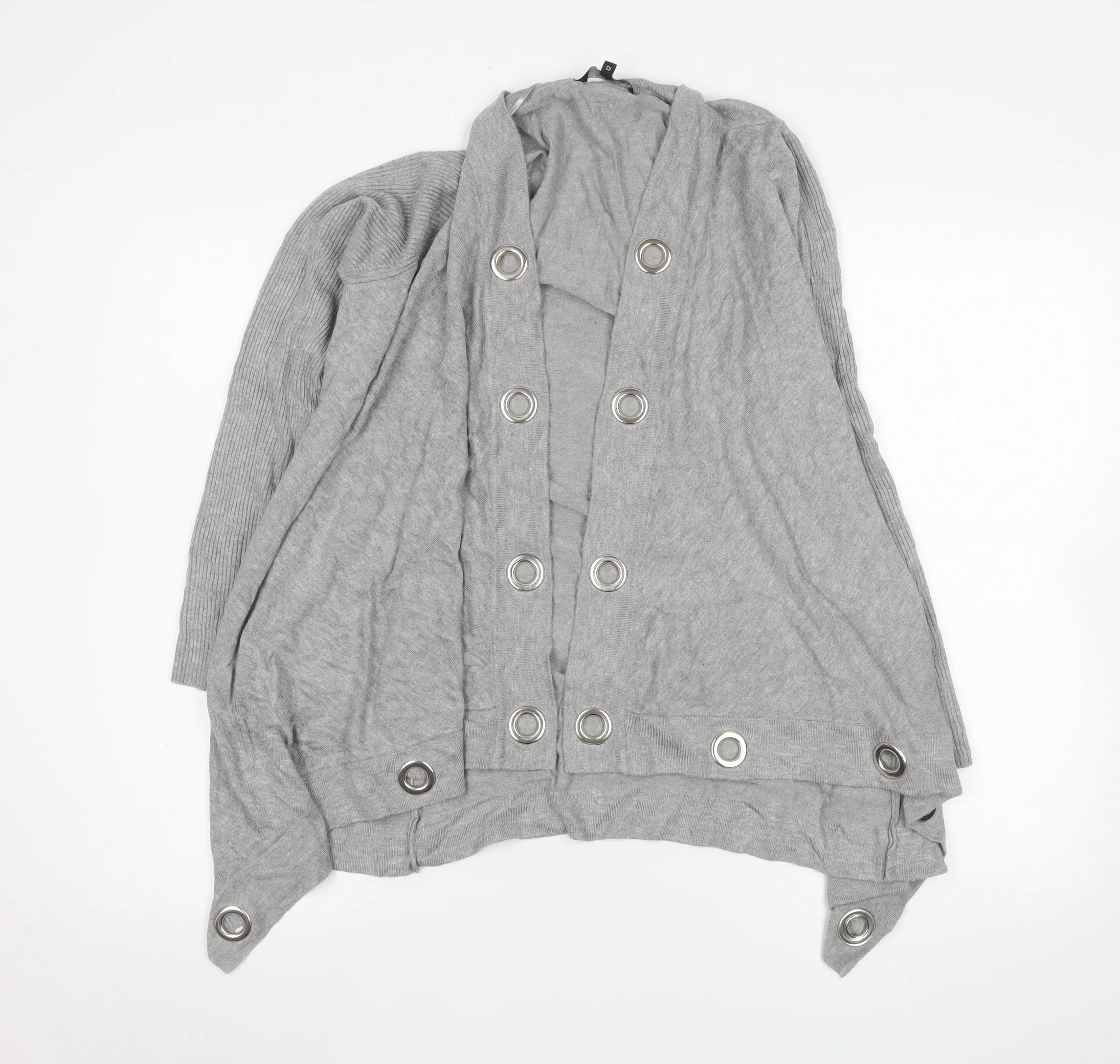 Star by Julien Macdonald Grey Knit Coatigan Women Size 12 Button Detail