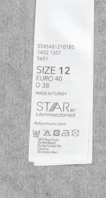 Star by Julien Macdonald Grey Knit Coatigan Women Size 12 Button Detail - Image 4