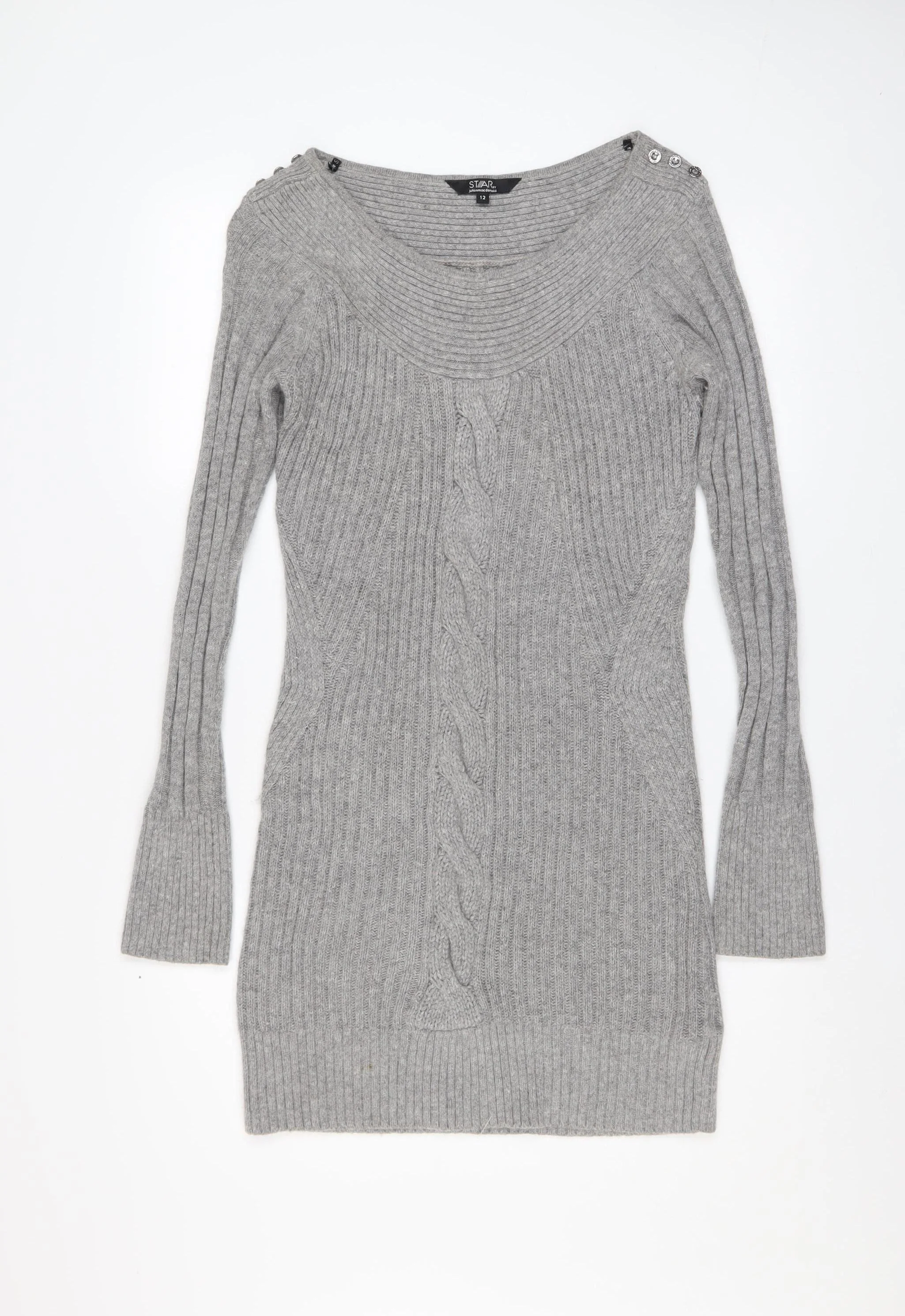 Star by Julien Macdonald Women’s Grey Knit Bodycon Dress Size 12