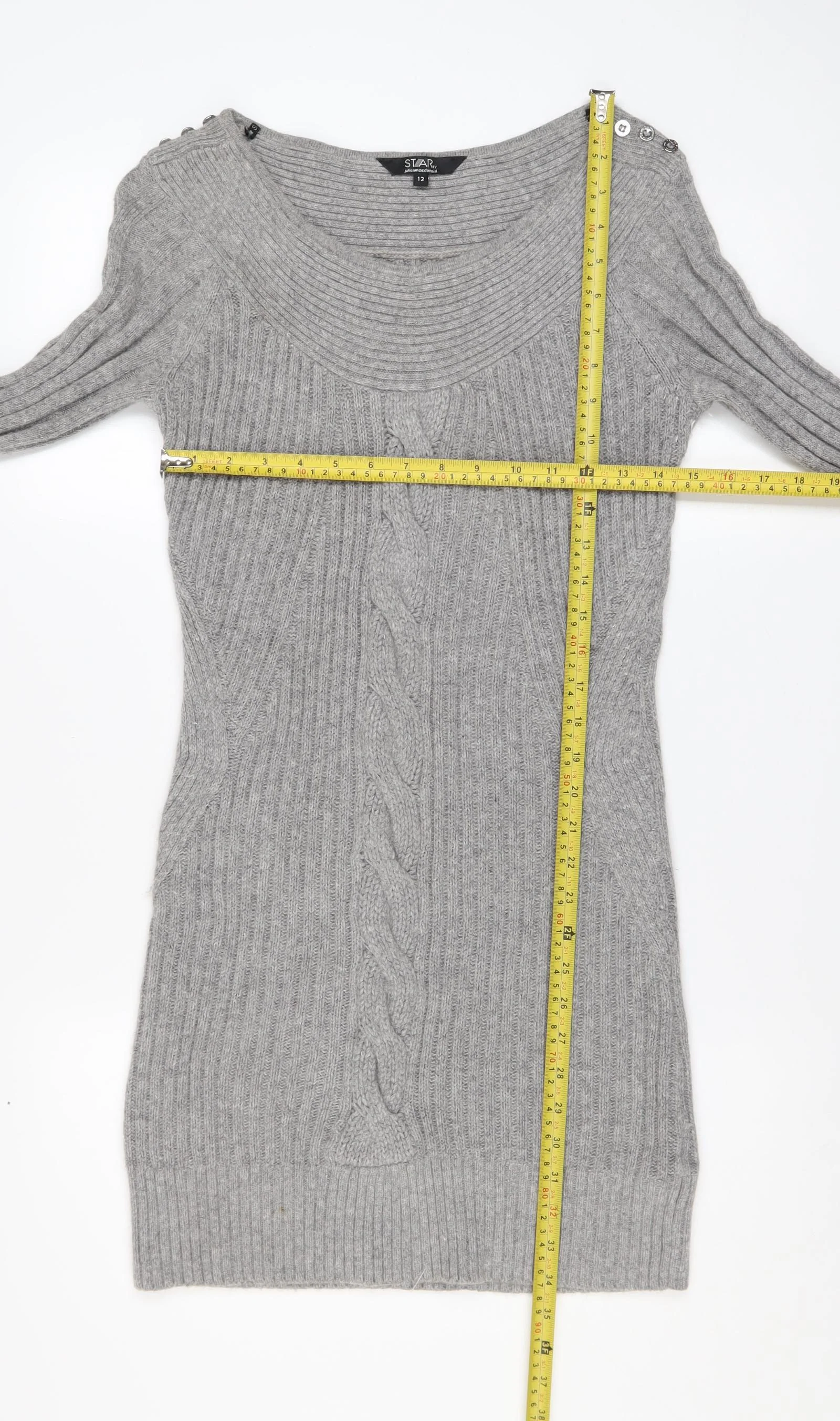 Star by Julien Macdonald Women’s Grey Knit Bodycon Dress Size 12 - Image 2