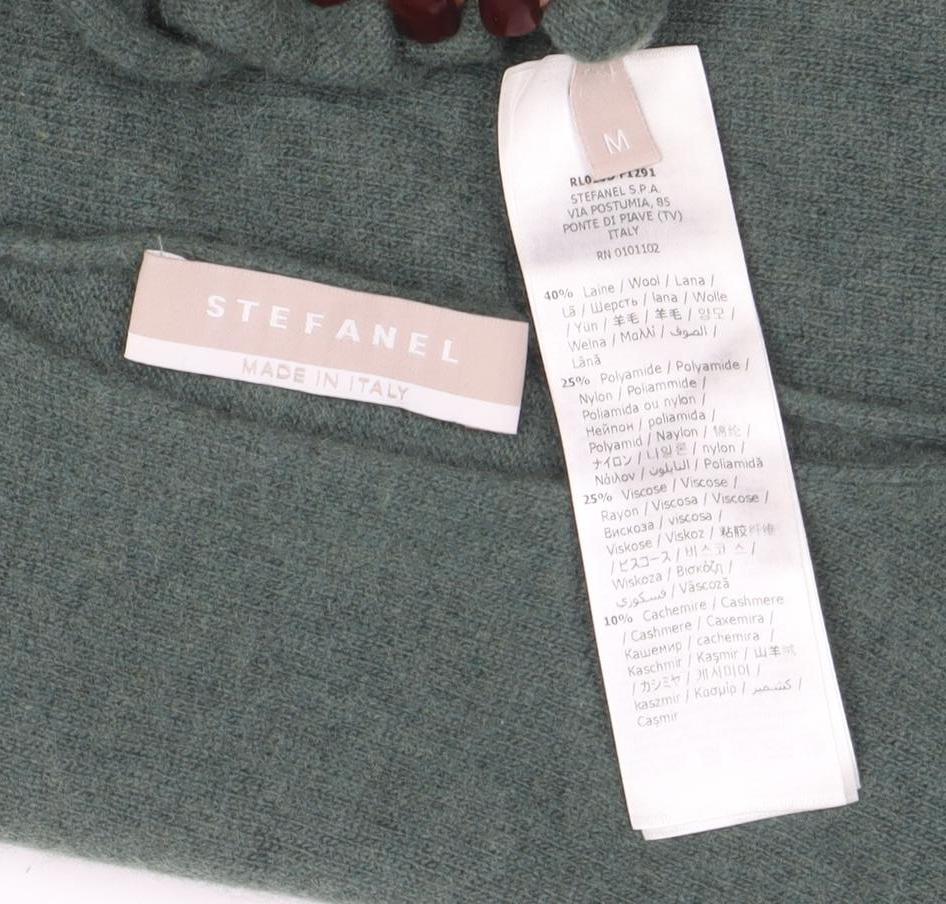 Stefanel Women Green Wool Blend Boat Neck Jumper Size M - Image 4