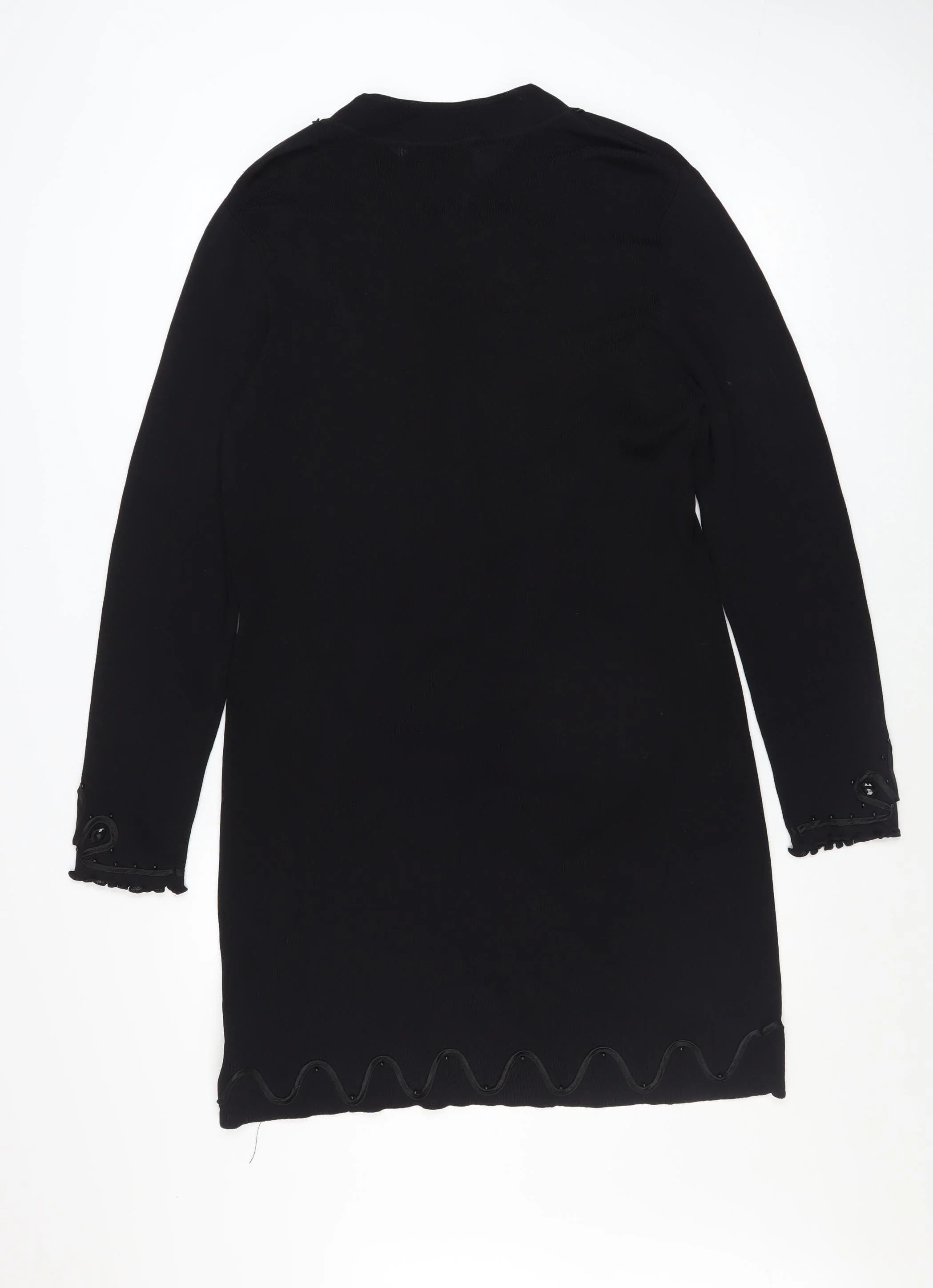 Stephen Women's Black Embroidered Mid-Length Coatigan S - Image 3