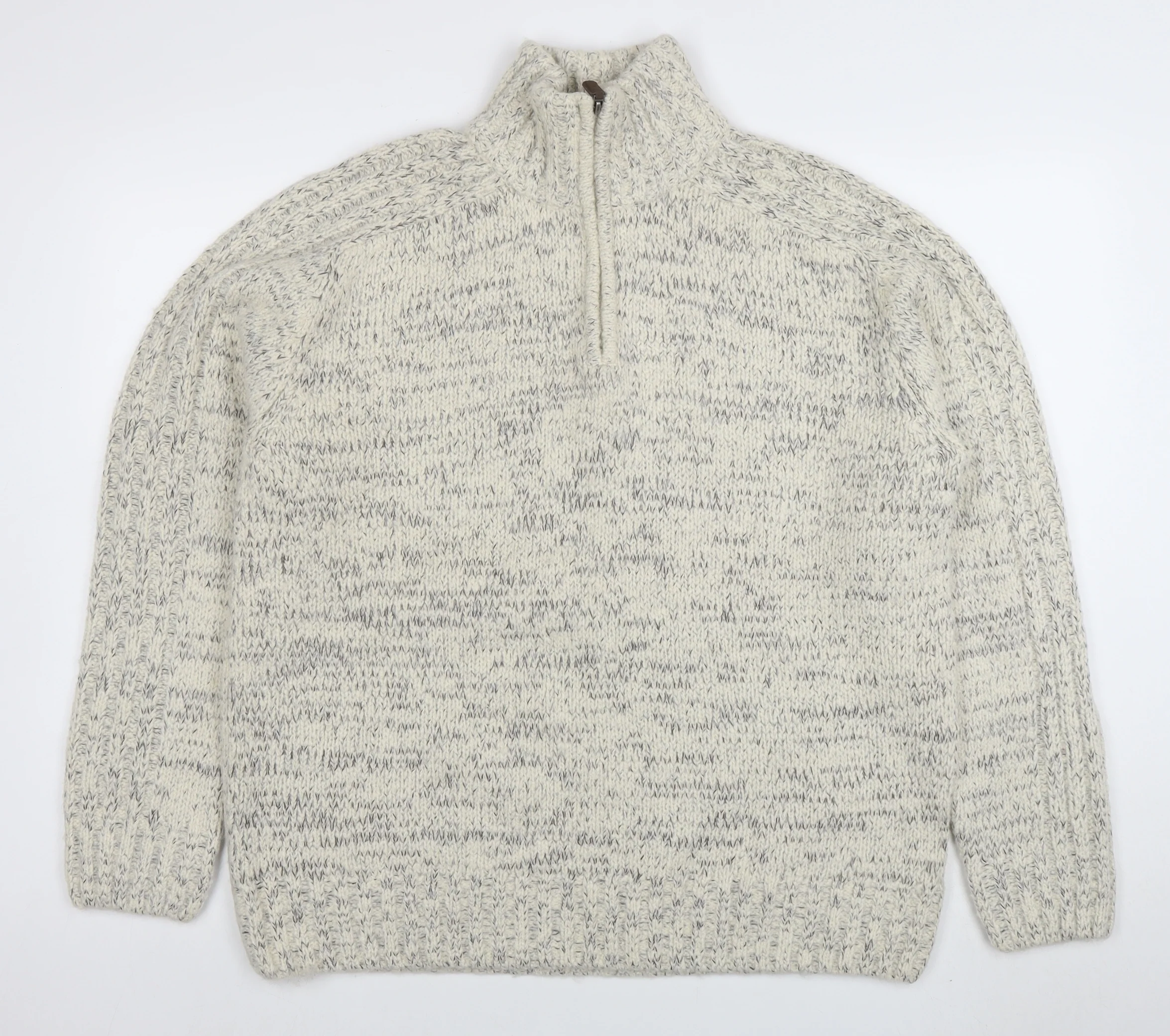 Stone Bay Men’s Beige Cable-Knit 1/2 Zip Jumper Size L