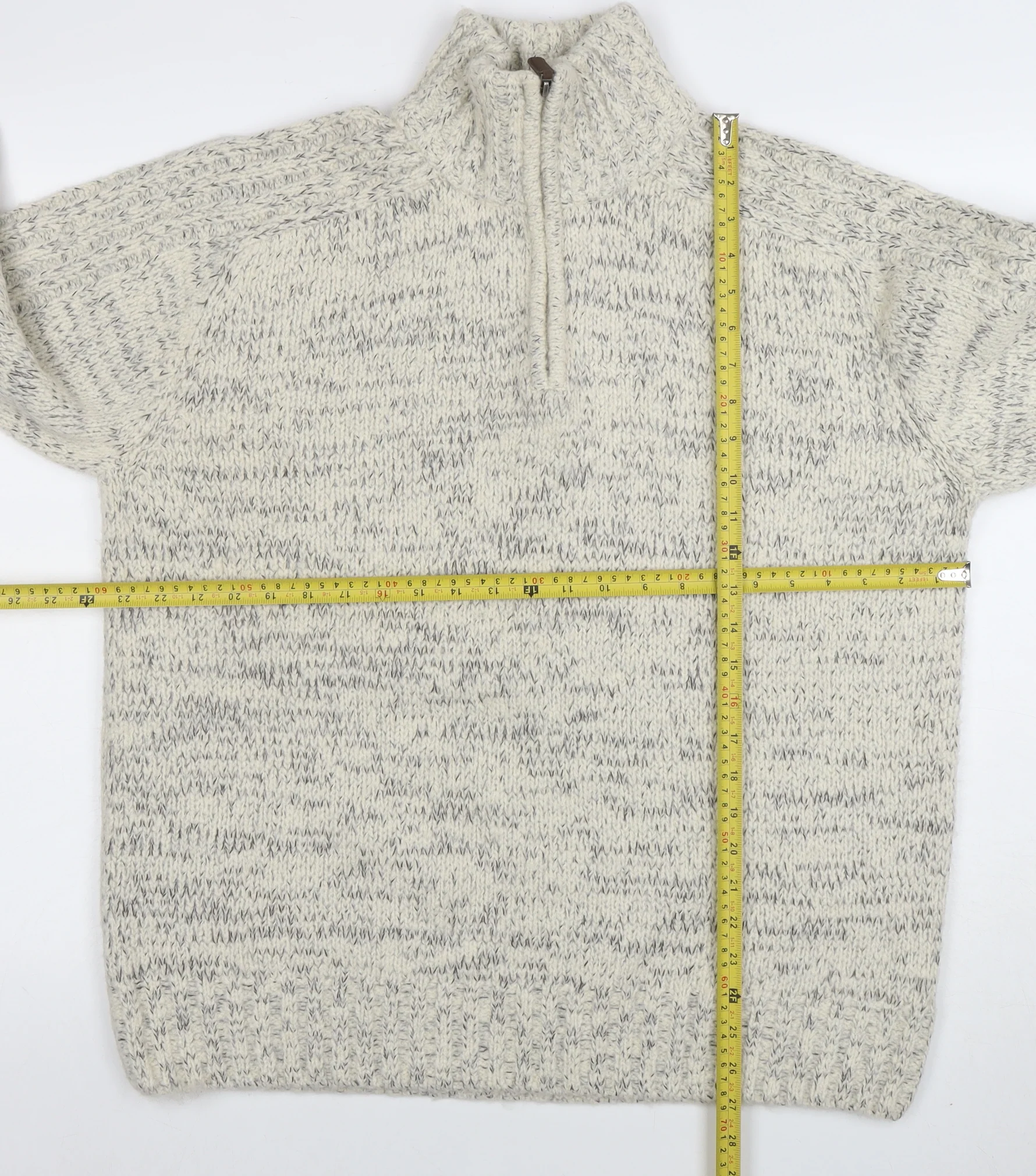 Stone Bay Men’s Beige Cable-Knit 1/2 Zip Jumper Size L - Image 2