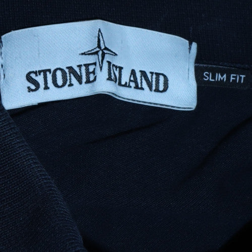 Stone Island Men's Navy Cotton Slim Fit Short Sleeve Polo Shirt Size S - Image 5