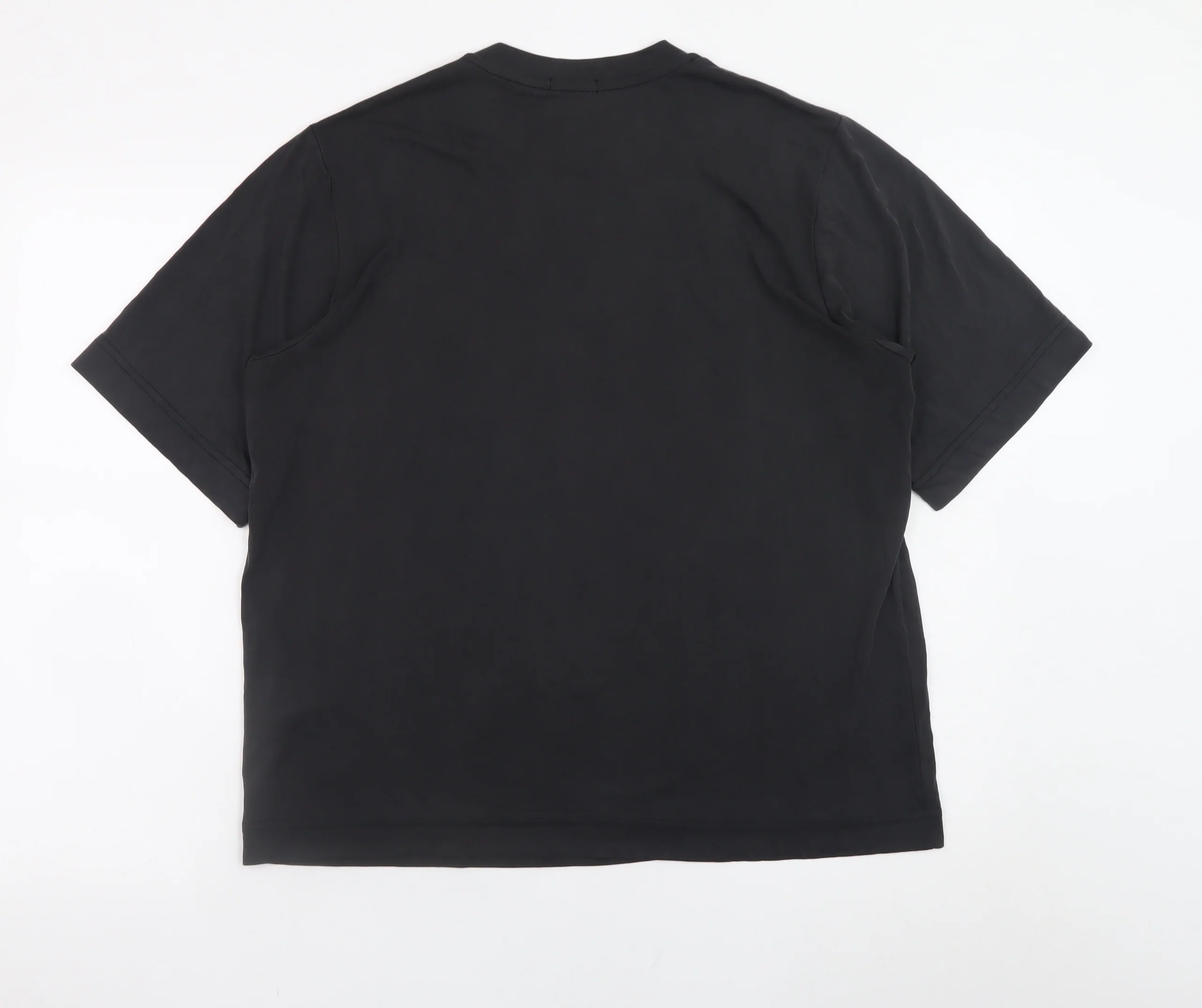 Stradivarius Men's Black Short Sleeve Regular Fit Viscose T-Shirt Size S - Image 3