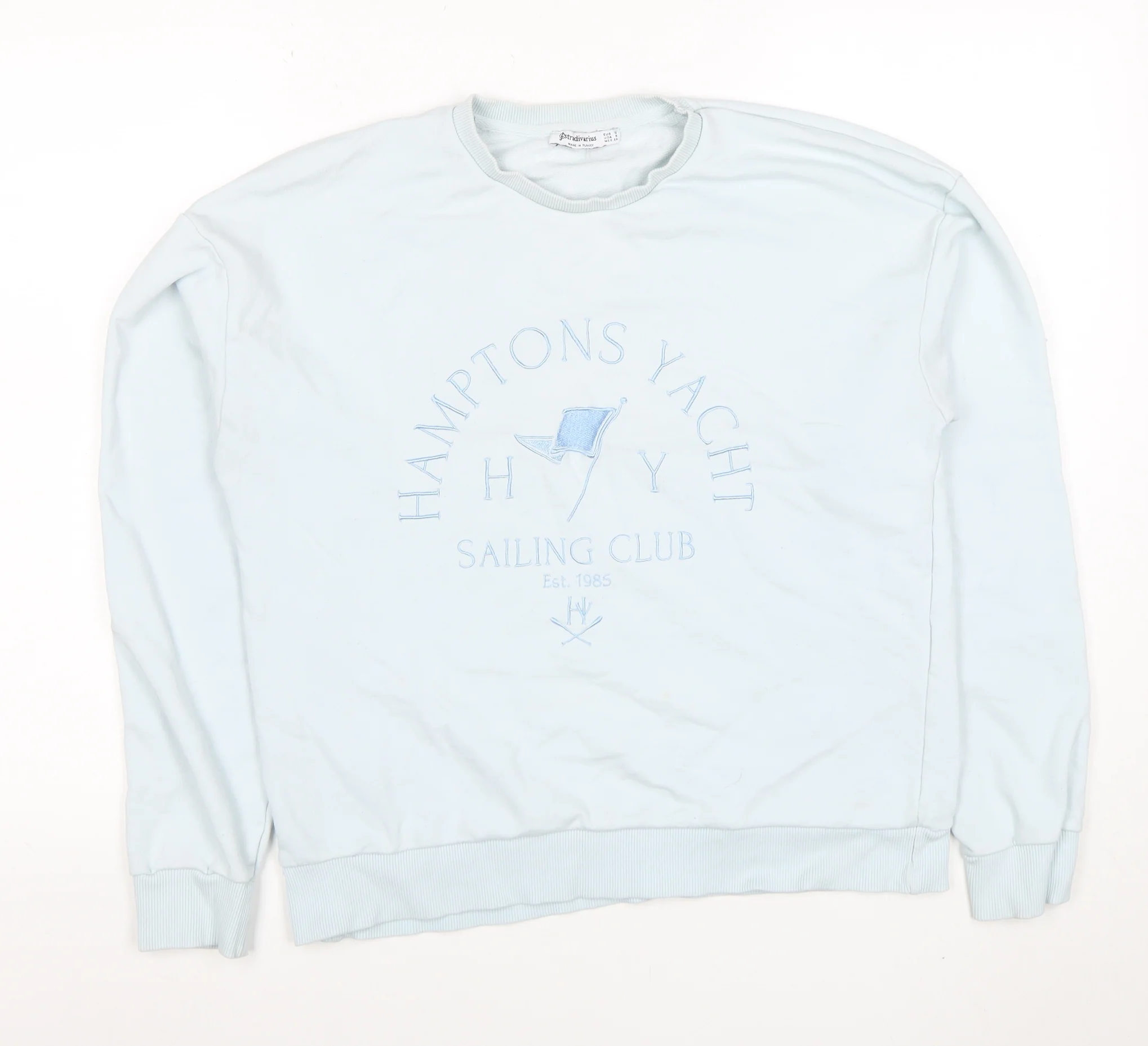 Stradivarius Women Blue Crew Neck Pullover Sweatshirt Size S