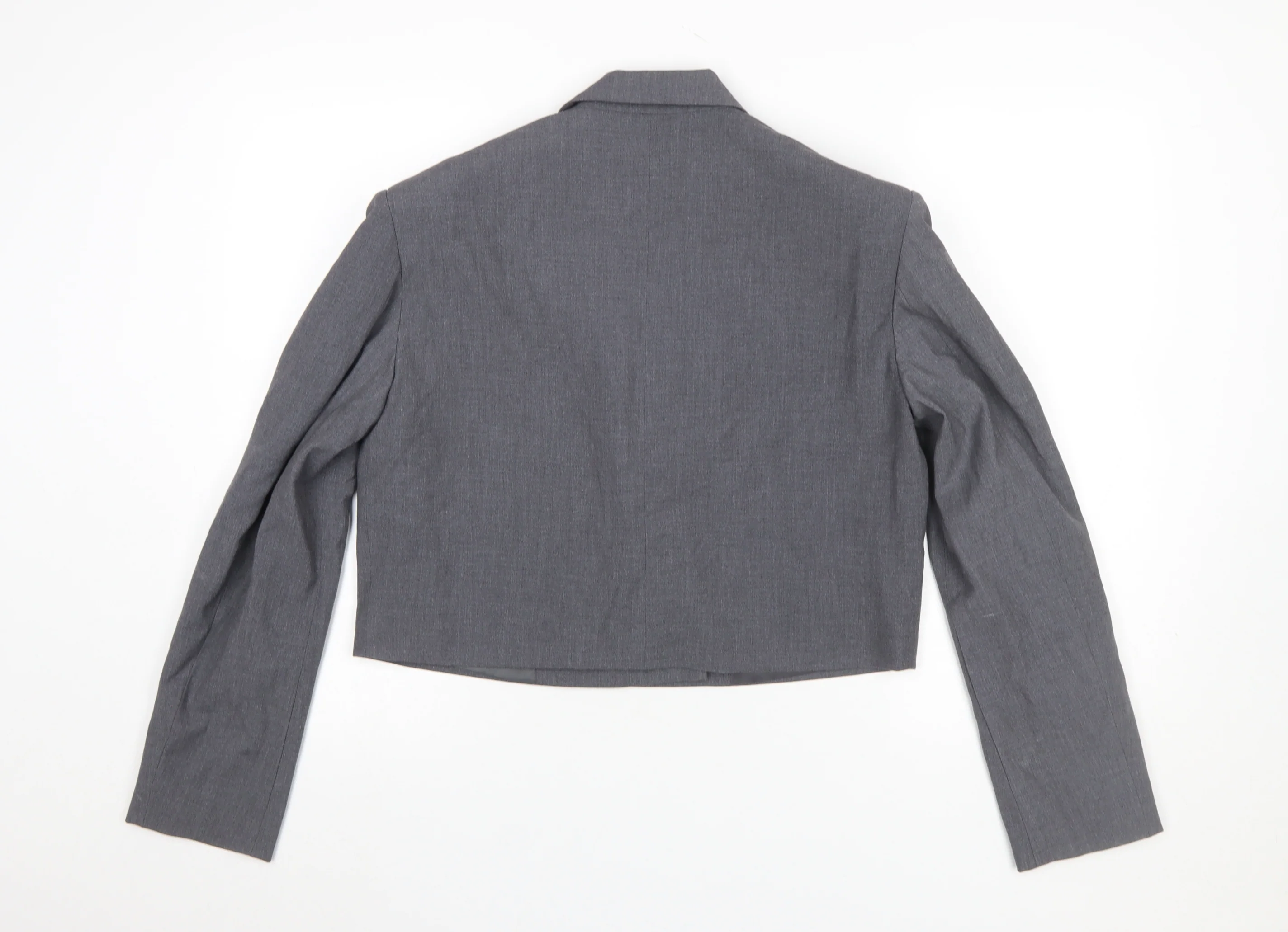 Stradivarius Women Grey Cropped Double-Breasted Blazer Size 12 Tailored - Image 3