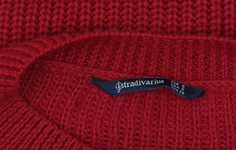 Stradivarius Women Red Chunky Knit Crew Neck Jumper Size 8 - Image 5