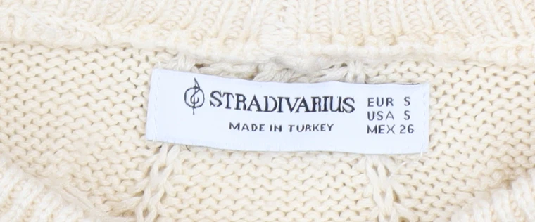 Stradivarius Women’s Beige Cable Knit Shrug Jumper Size S - Image 4