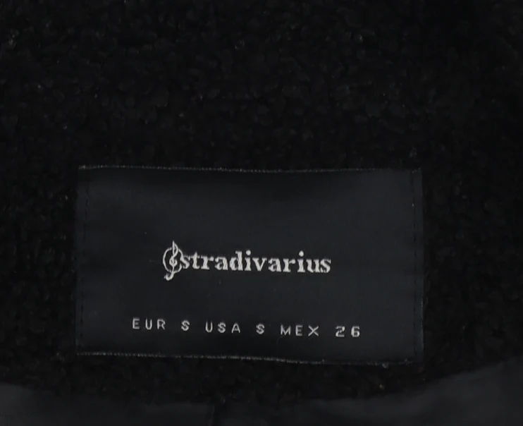 Stradivarius Women’s Black Fleece Zip Bomber Jacket Size 8 - Image 4
