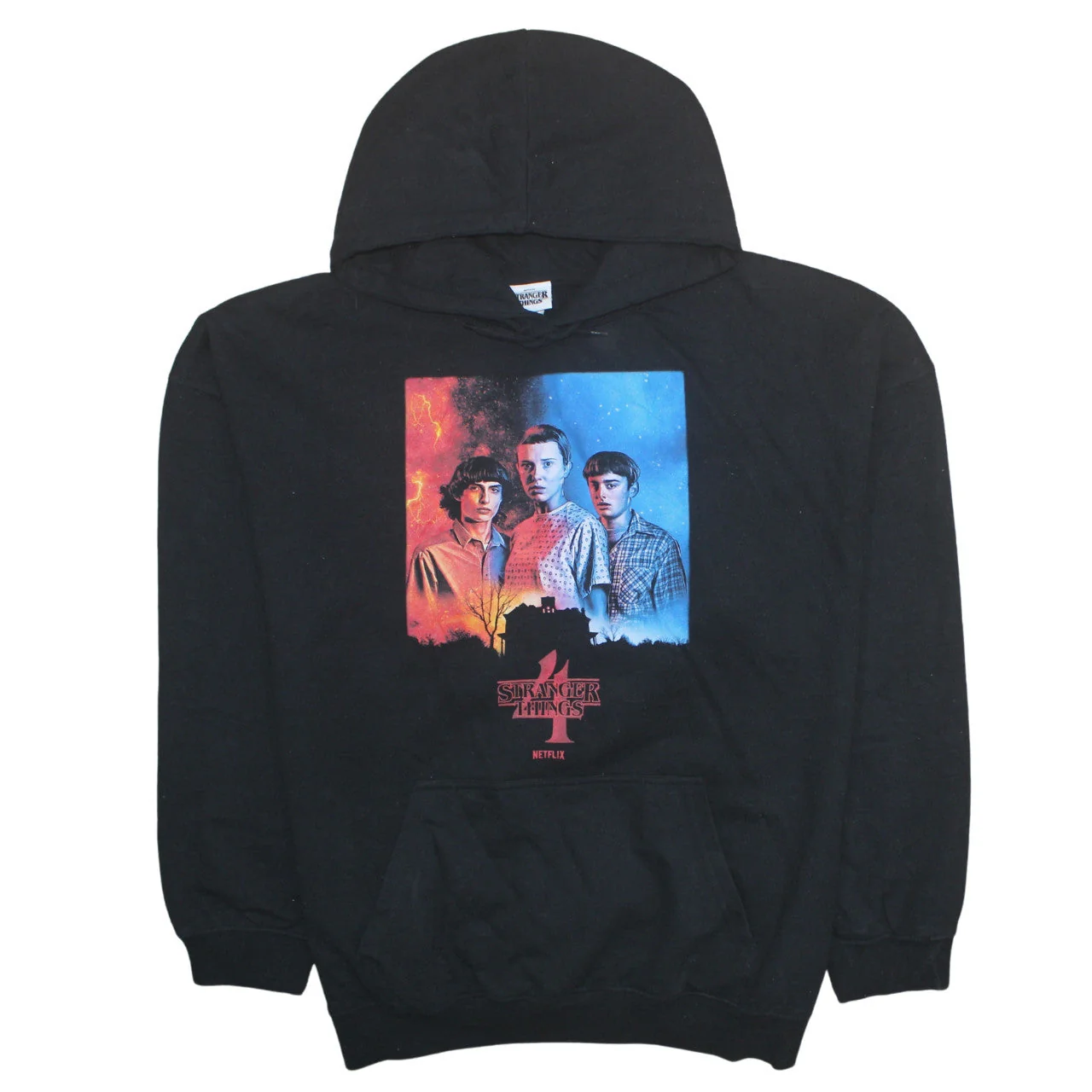 Stranger Things Black Hoodie Women UK 24-26 Cotton Blend Pullover
