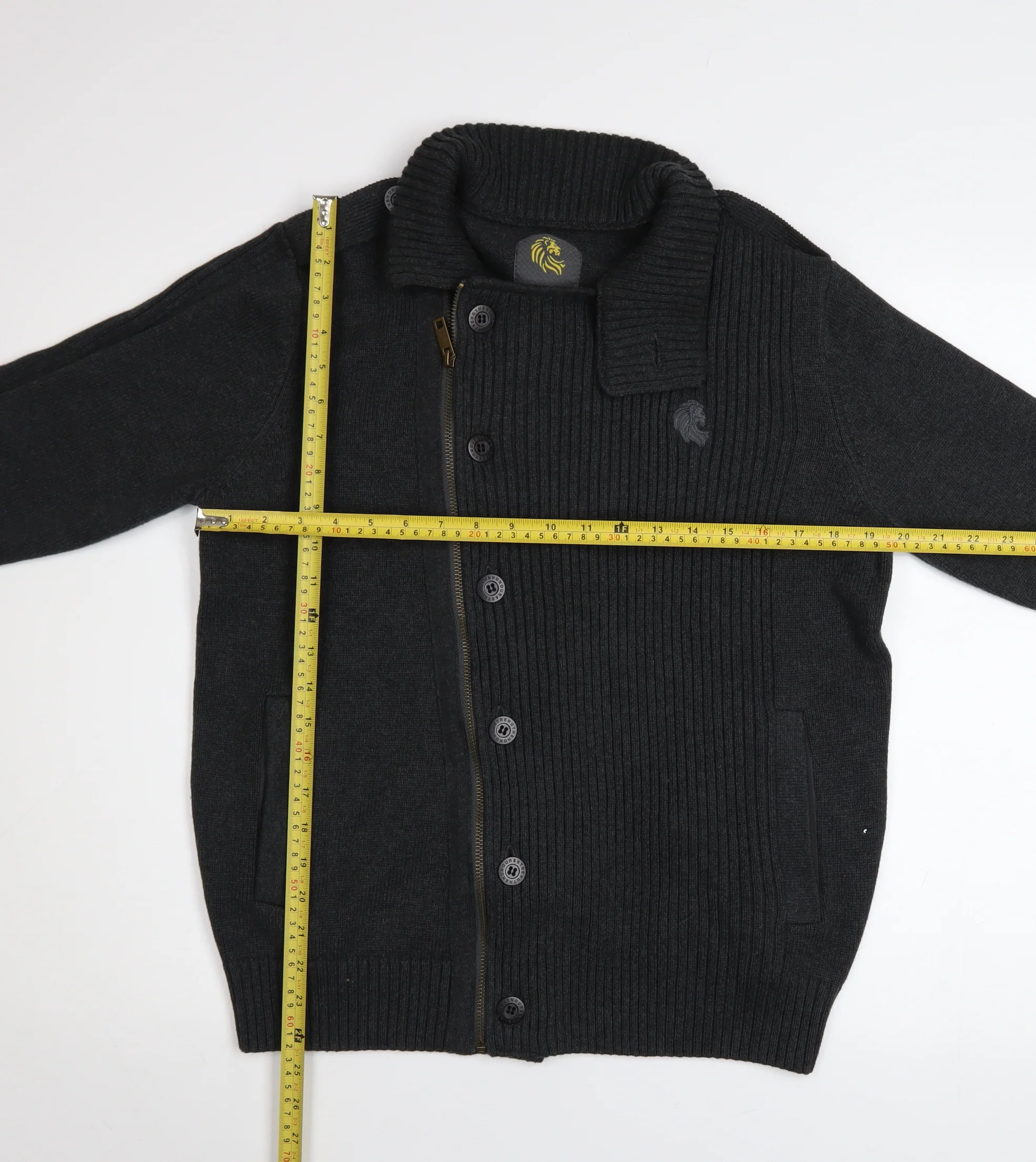 Strength & Honour Men's Black M Cotton Collared Full Zip Cardigan - Image 2
