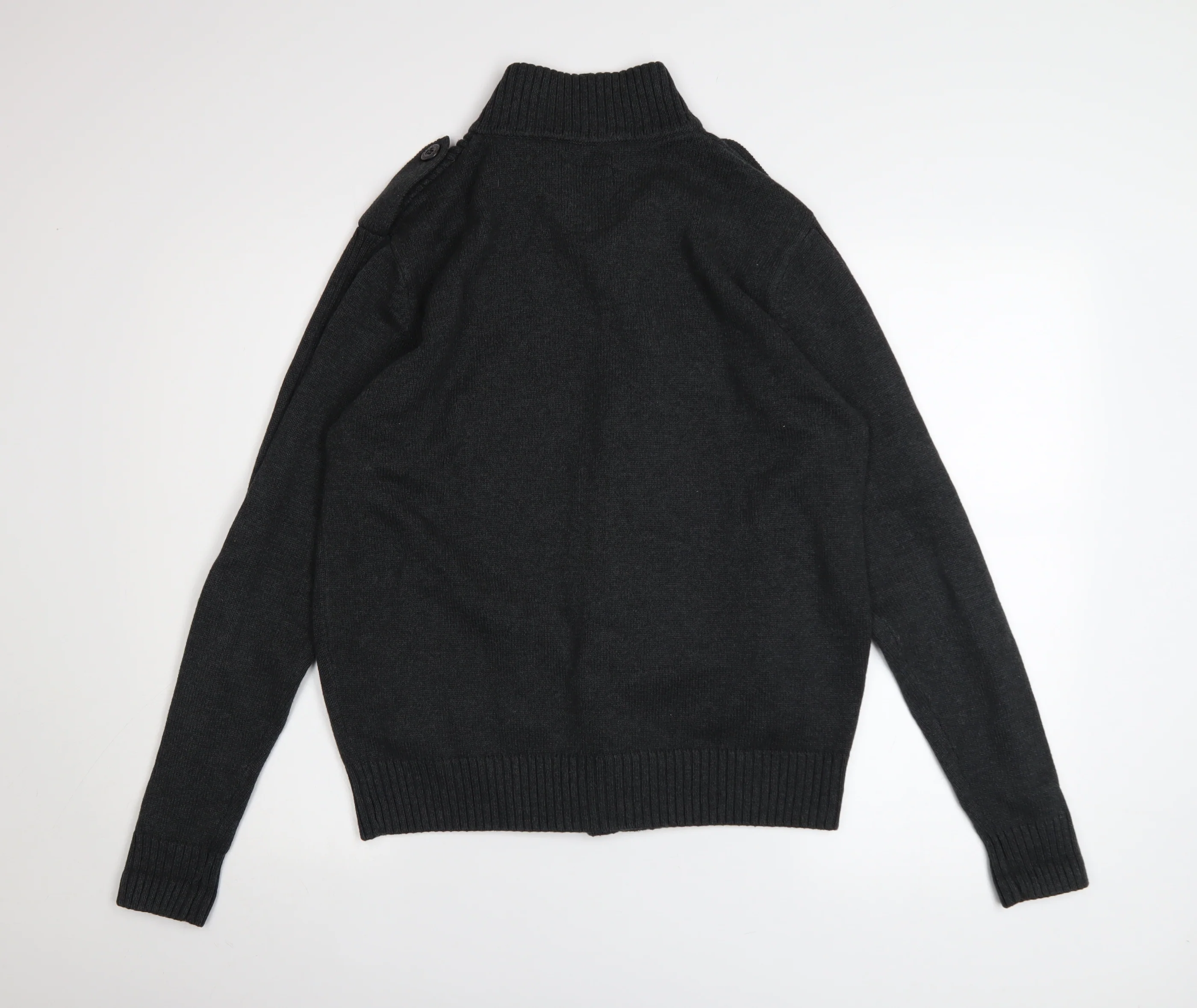 Strength & Honour Men's Black M Cotton Collared Full Zip Cardigan - Image 3