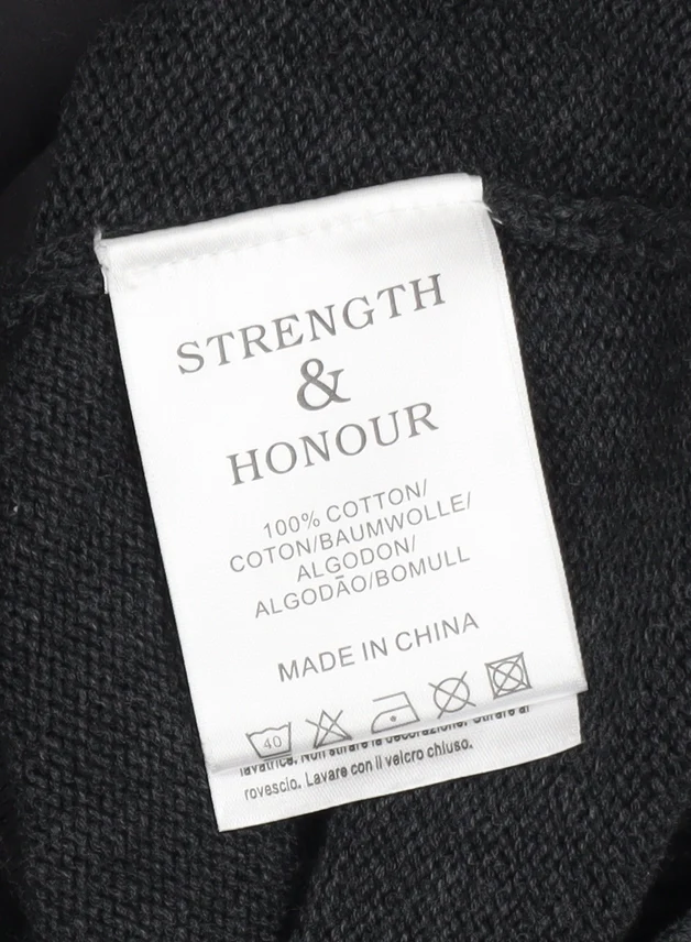 Strength & Honour Men's Black M Cotton Collared Full Zip Cardigan - Image 5