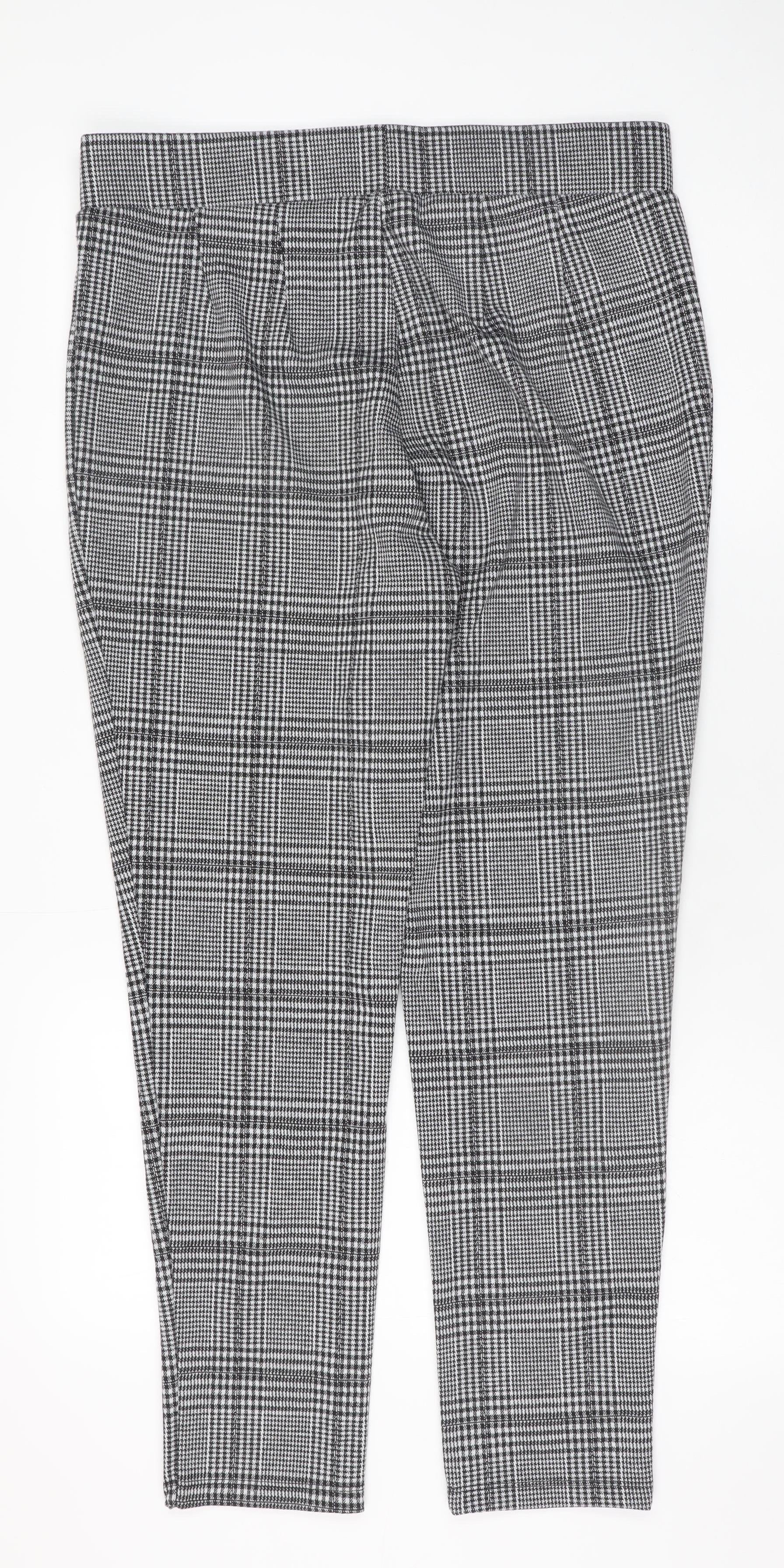 Studio Women’s Grey Plaid Tapered Stretch Trousers Size 14 - Image 3