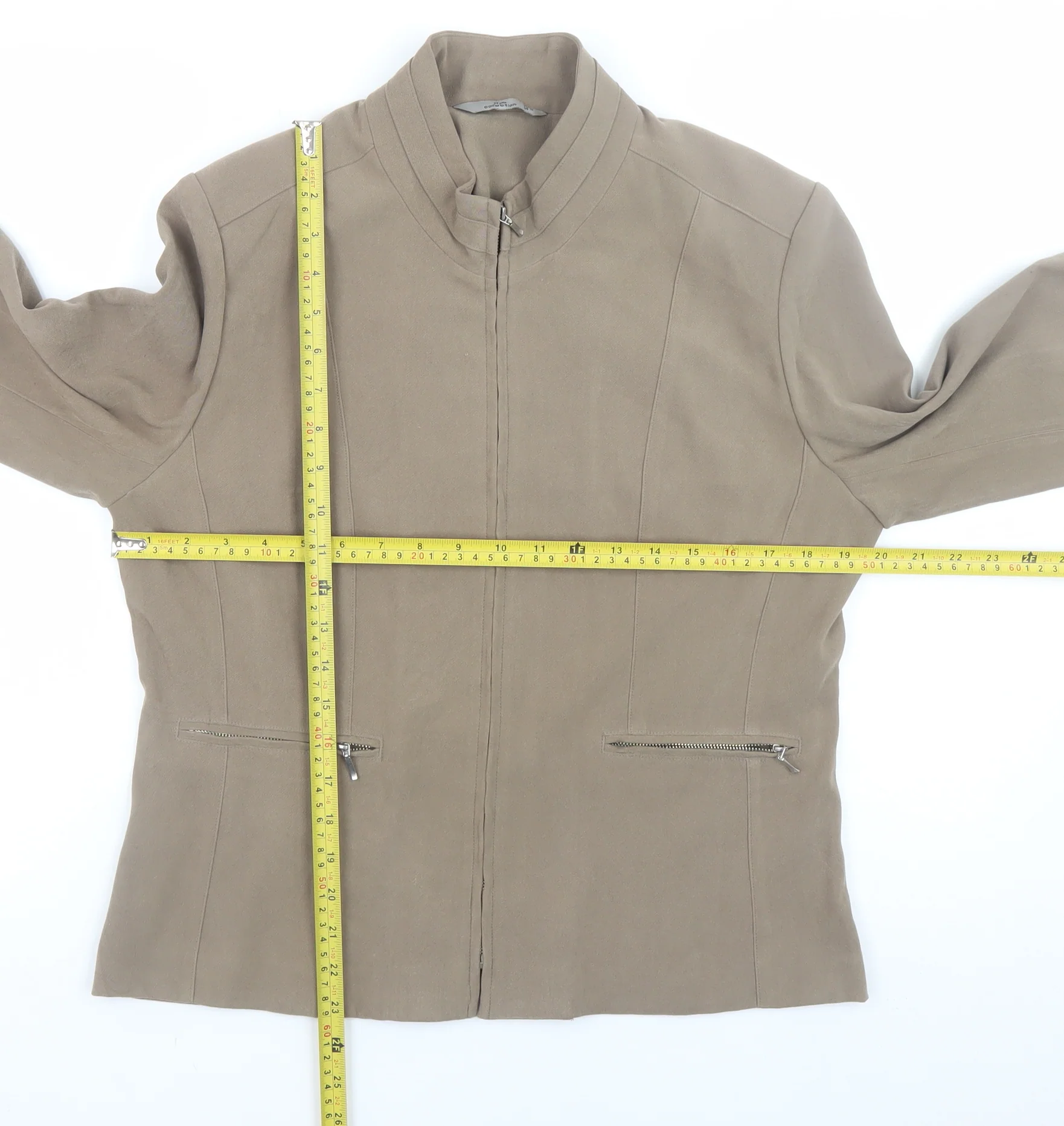 Style Collection Women Brown Size 14 Faux Suede Zip Jacket - Image 2