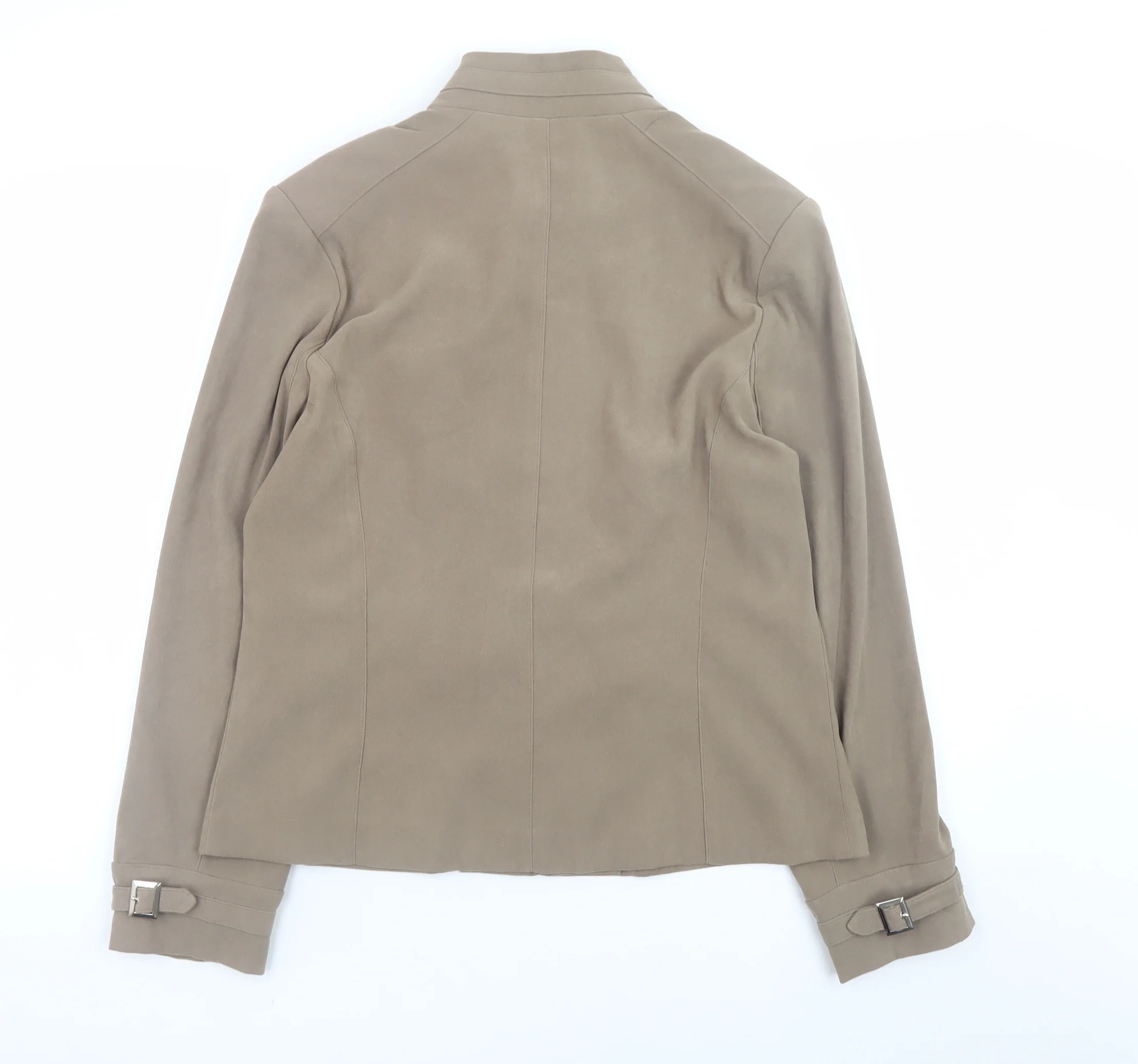 Style Collection Women Brown Size 14 Faux Suede Zip Jacket - Image 3