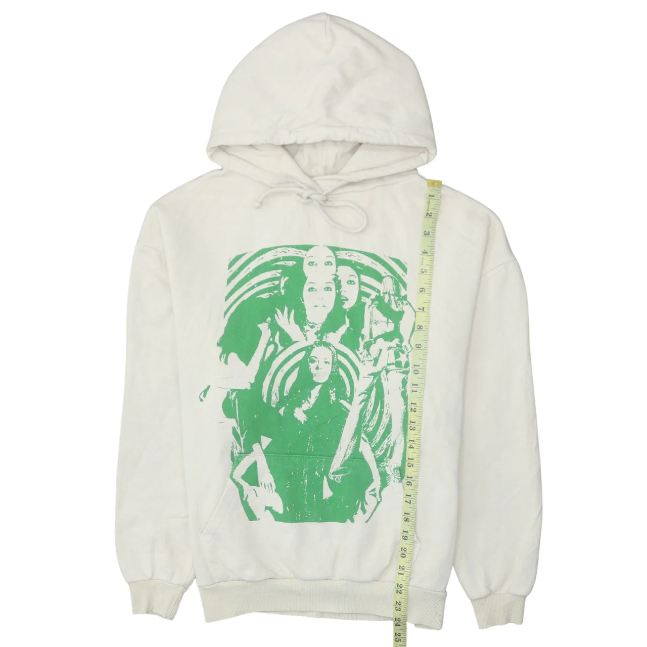Subdued Womens White Graphic Print Pullover Hoodie XS - Image 3