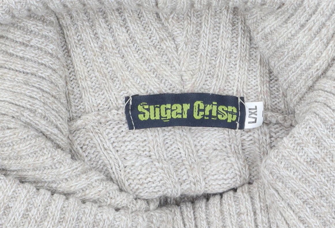 Sugar Crisp Womens Beige Roll Neck Cable-Knit Jumper L - Image 5