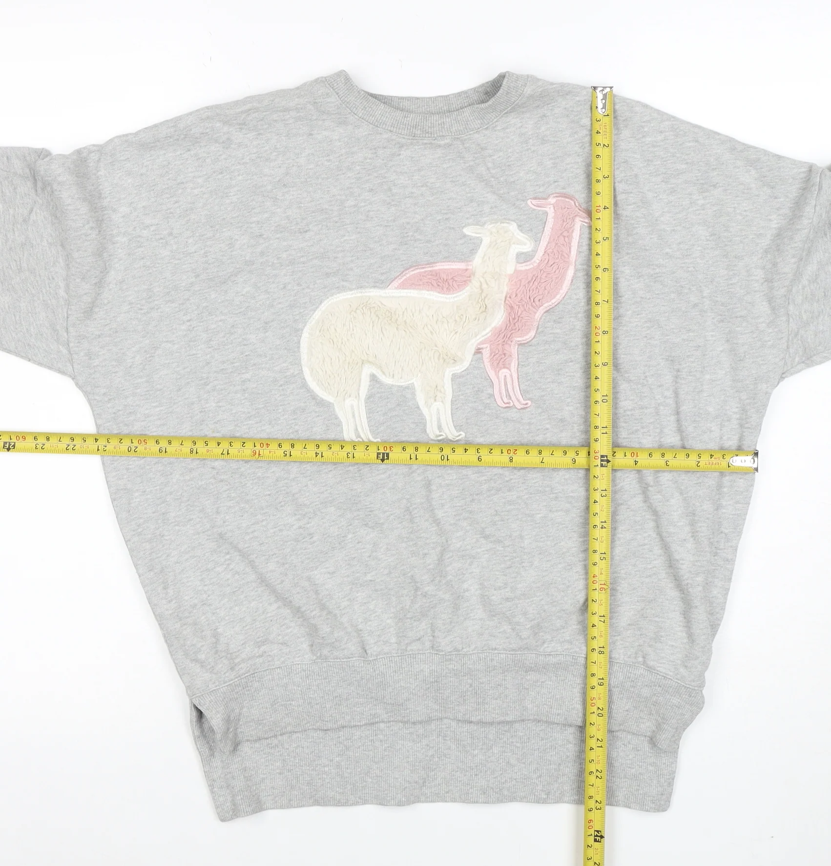 Sugar & Daisy Womens Grey Llama Embroidered Pullover Sweatshirt M - Image 2