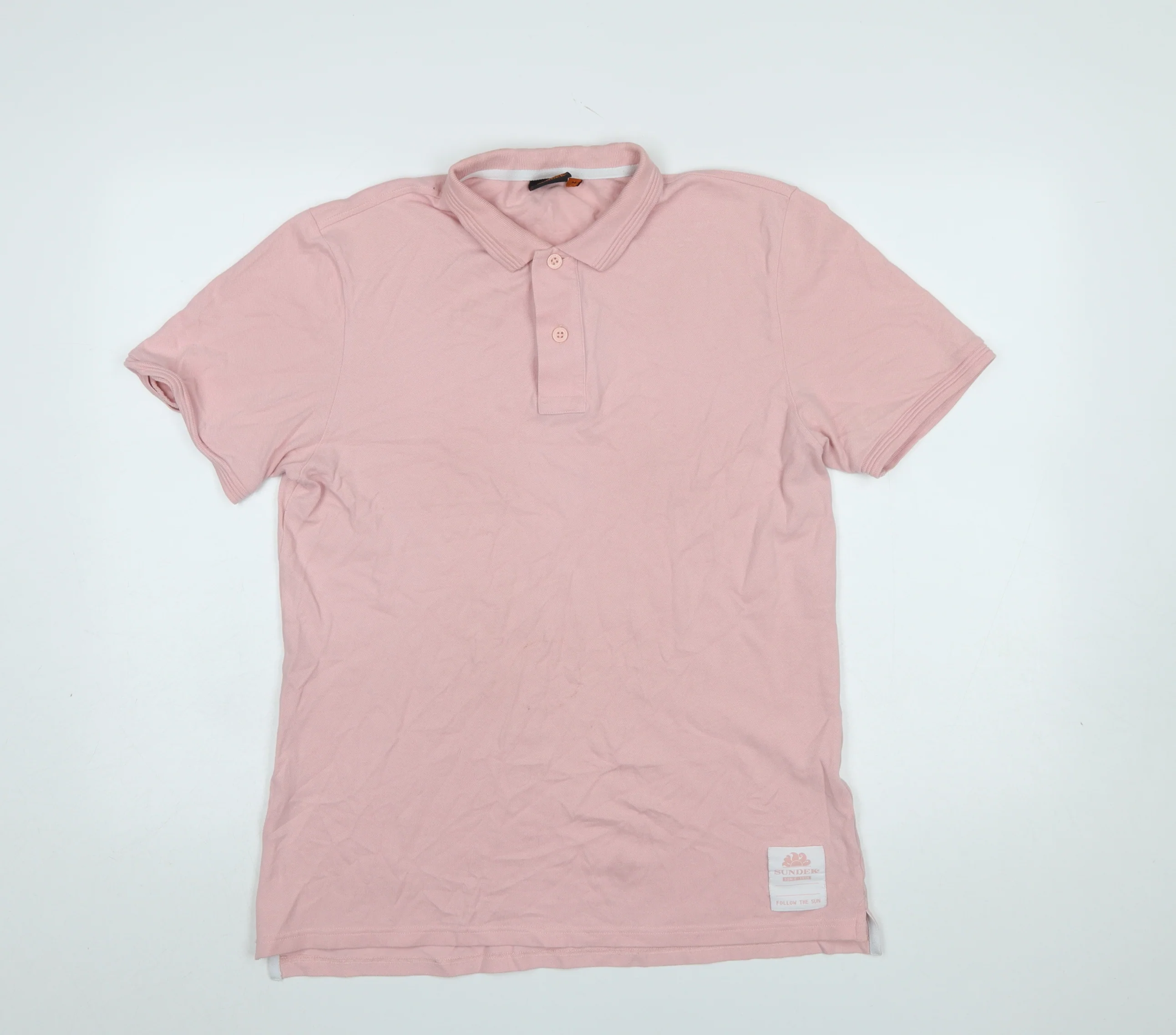 Sundek Men’s Pink Cotton Stretch Polo Shirt M Short Sleeve
