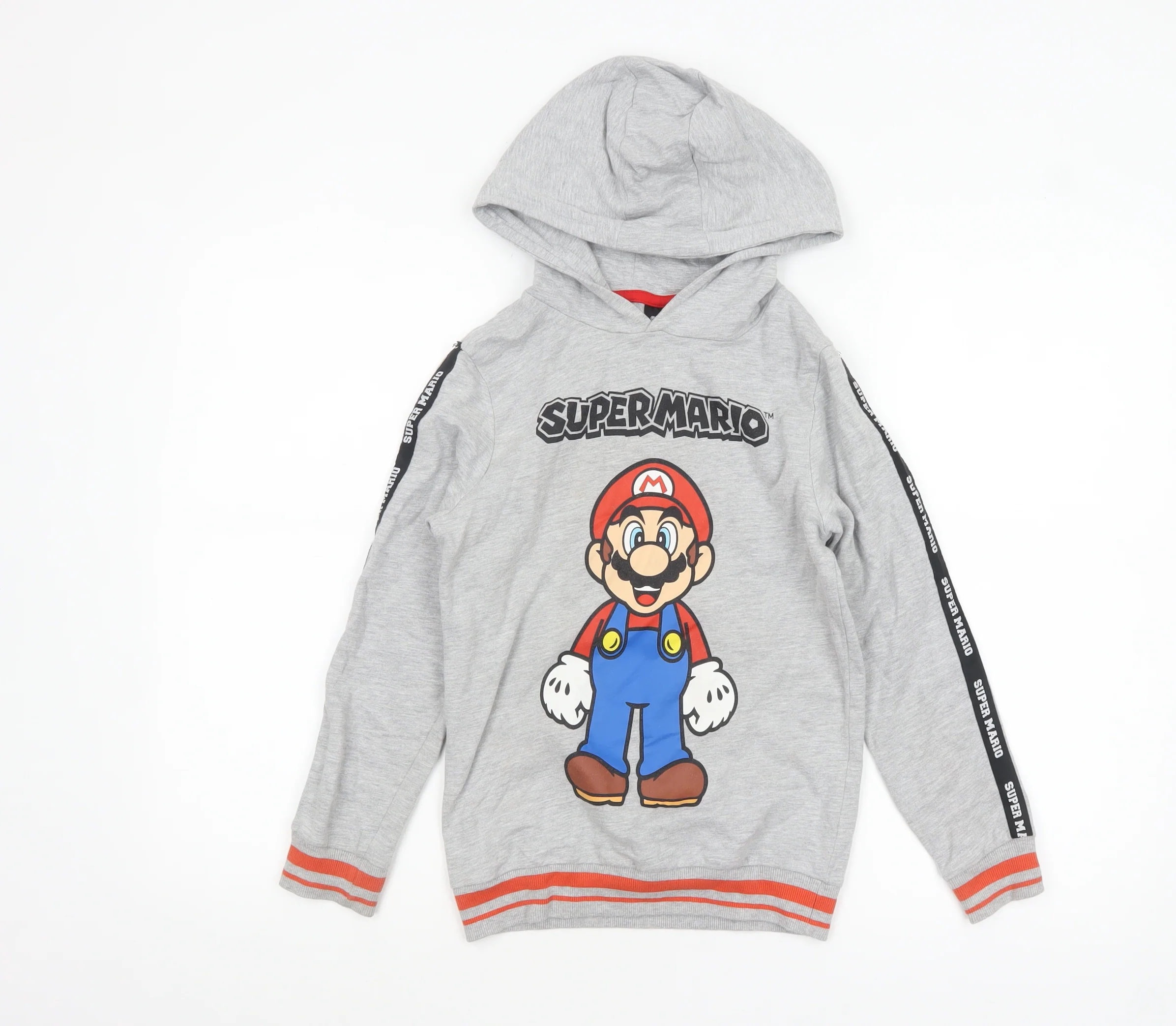 Super Mario Boys Grey Hoodie 8 Years Pullover Cotton Blend Graphic Print