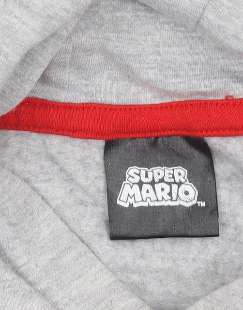 Super Mario Boys Grey Hoodie 8 Years Pullover Cotton Blend Graphic Print - Image 5