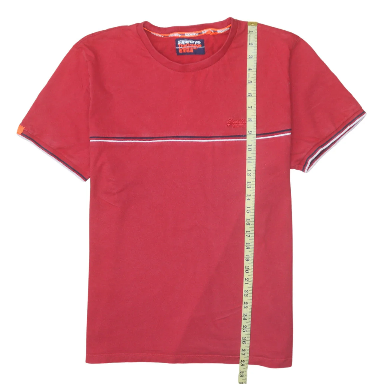 Superdry Men Red Crew Neck Cotton Short Sleeve T-Shirt M Classic - Image 3