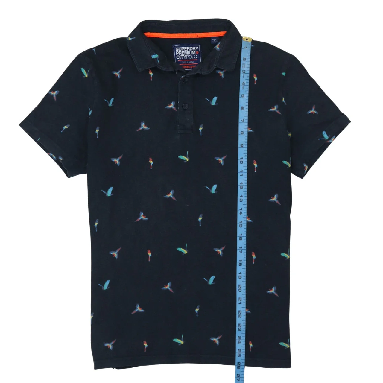 Superdry Men’s Black Bird Print City Polo Shirt Size Large - Image 2