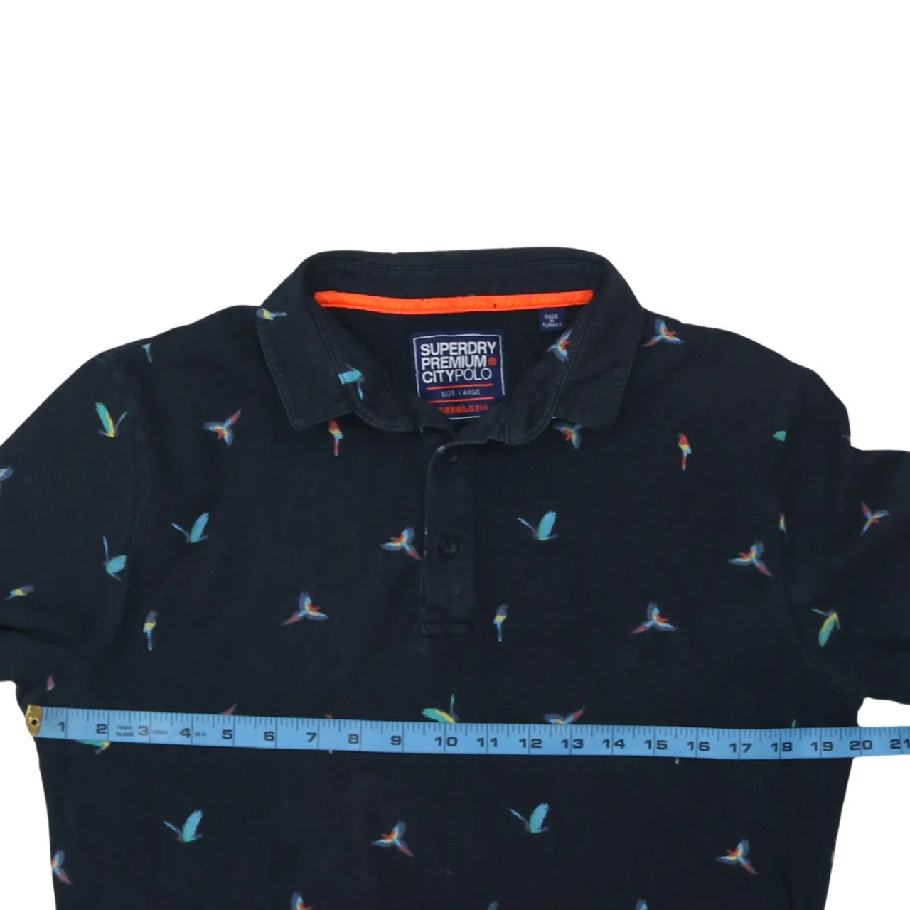 Superdry Men’s Black Bird Print City Polo Shirt Size Large - Image 3
