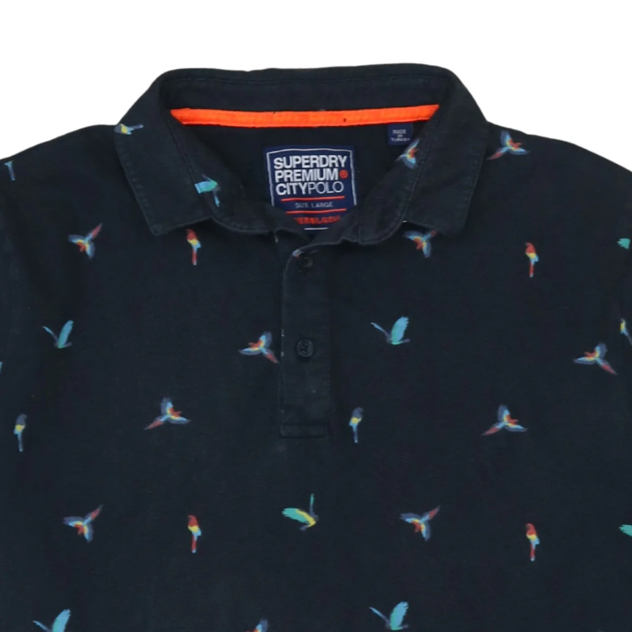 Superdry Men’s Black Bird Print City Polo Shirt Size Large - Image 8