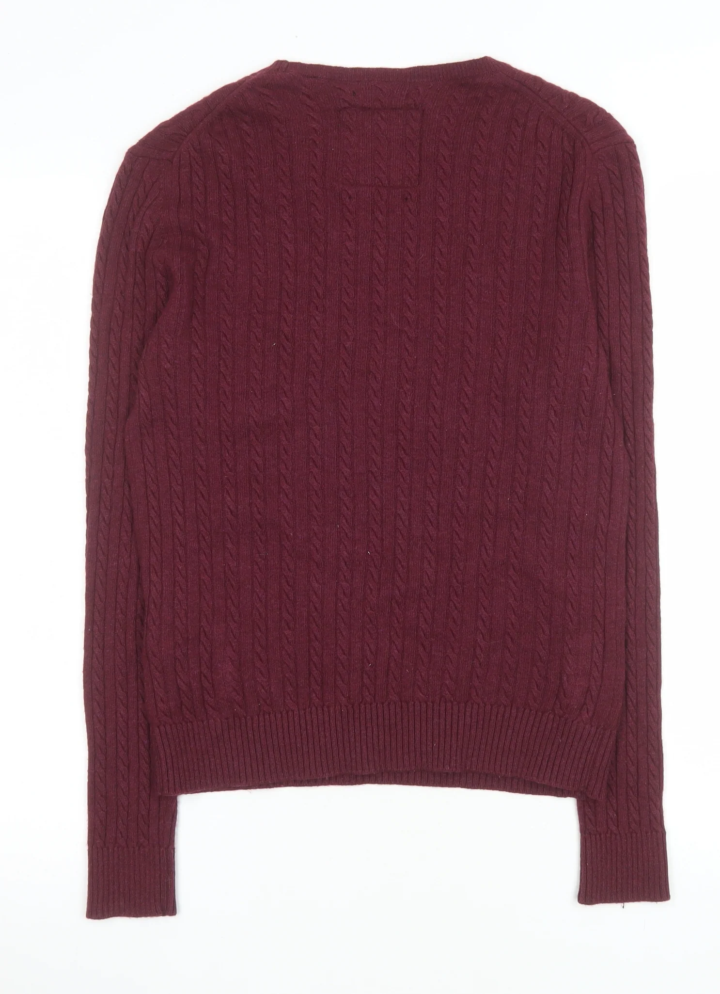 Superdry Men’s Red Cable Knit Wool Cashmere Pullover Jumper Size M - Image 3