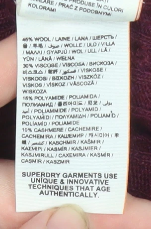 Superdry Men’s Red Cable Knit Wool Cashmere Pullover Jumper Size M - Image 5