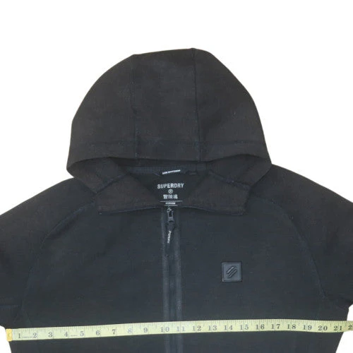 Superdry Men's Black Full Zip Hoodie Medium Fleece Sweatshirt - Image 2