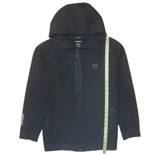 Superdry Men's Black Full Zip Hoodie Medium Fleece Sweatshirt - Image 3