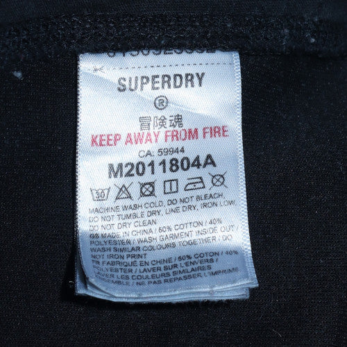 Superdry Men's Black Full Zip Hoodie Medium Fleece Sweatshirt - Image 5