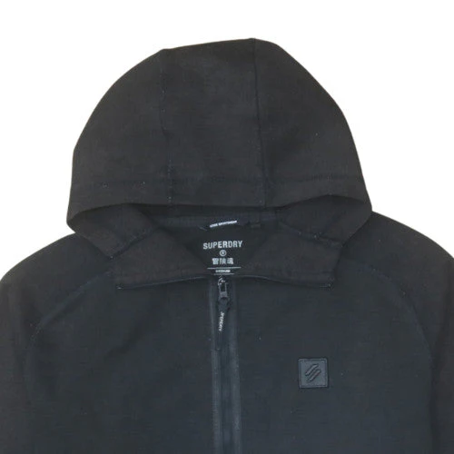 Superdry Men's Black Full Zip Hoodie Medium Fleece Sweatshirt - Image 8