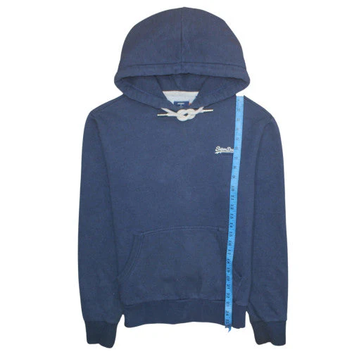 Superdry Men's Blue Pullover Hoodie M Fleece Logo Sweatshirt - Image 3