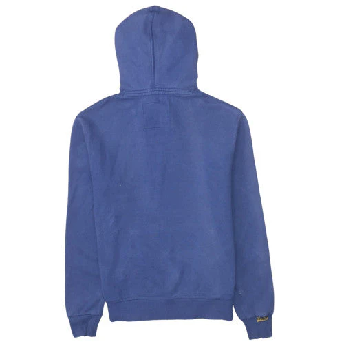 Superdry Mens Blue Pullover Hoodie M Graphic Print Fleece Sweatshirt - Image 4