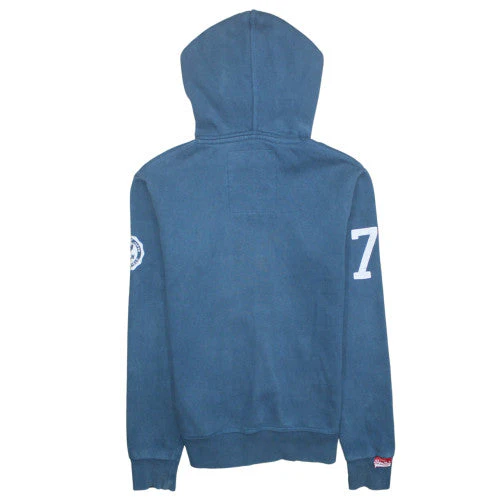 Superdry Men's Blue Pullover Hoodie S Track & Field Graphic Fleece - Image 4