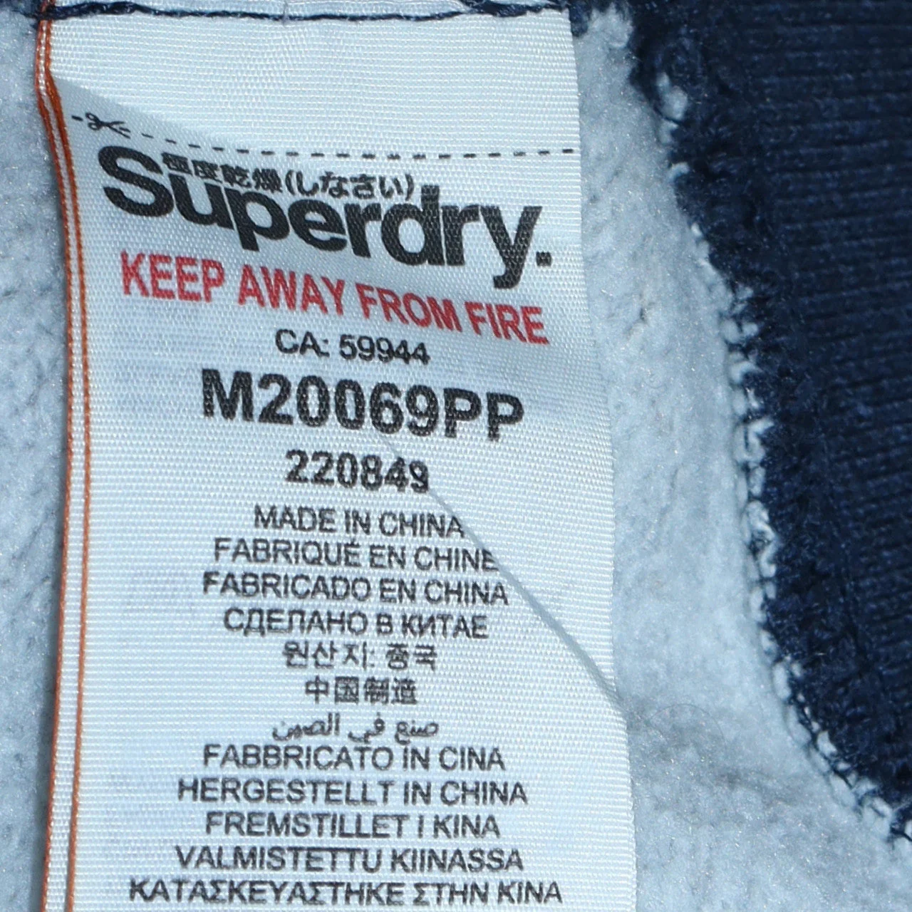 Superdry Men's Blue Pullover Hoodie Size M College Logo Fleece - Image 7