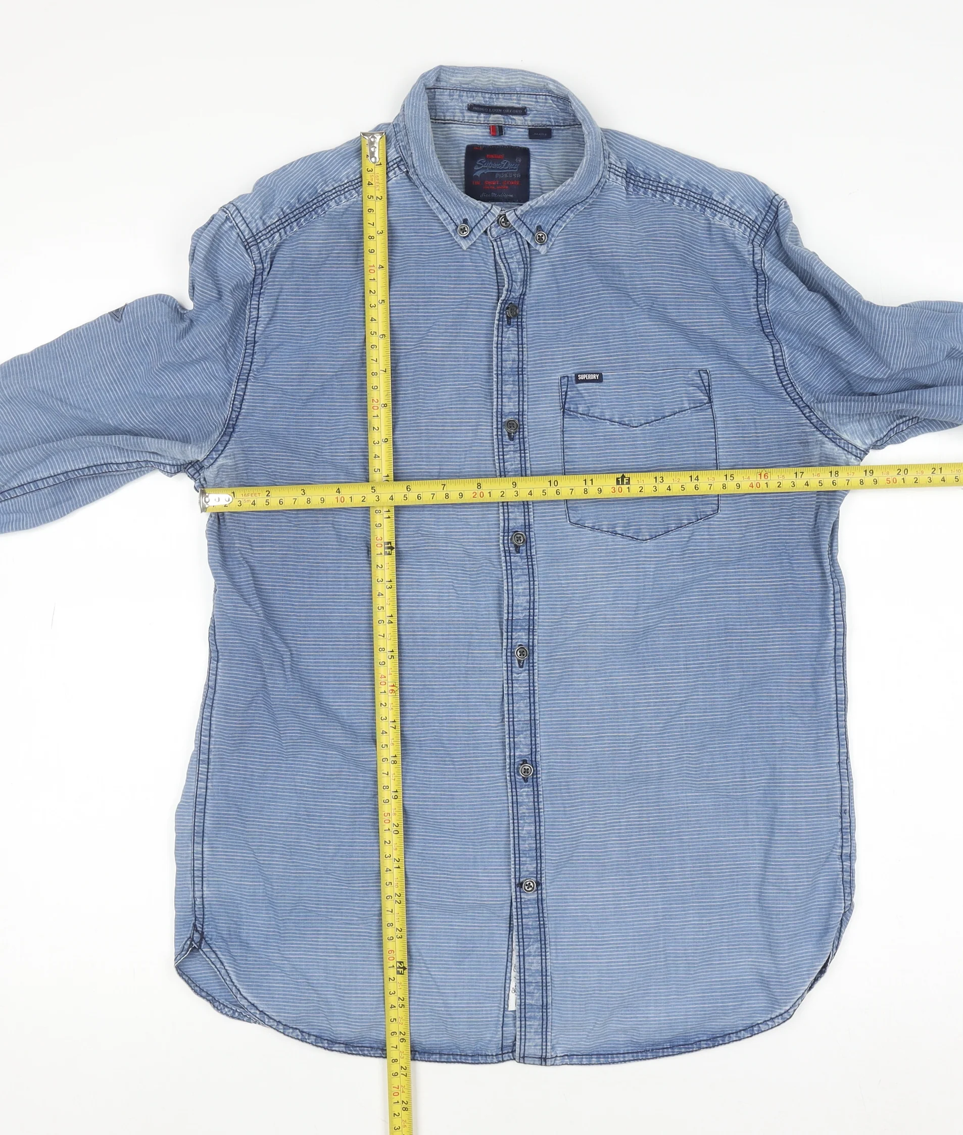 Superdry Men's Blue Regular Fit Long Sleeve Button-Down Oxford Shirt M - Image 2