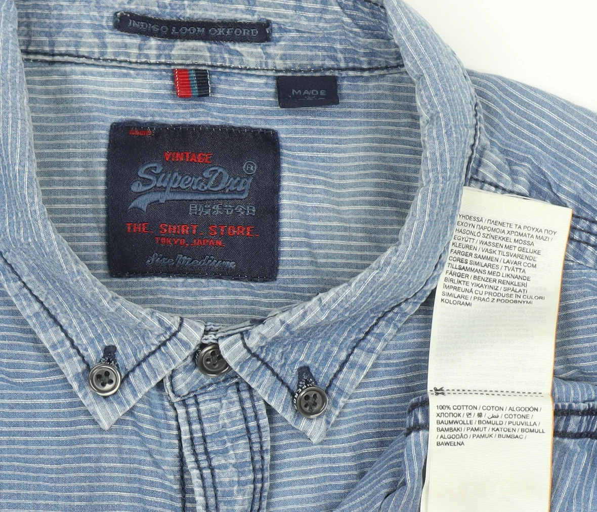 Superdry Men's Blue Regular Fit Long Sleeve Button-Down Oxford Shirt M - Image 4