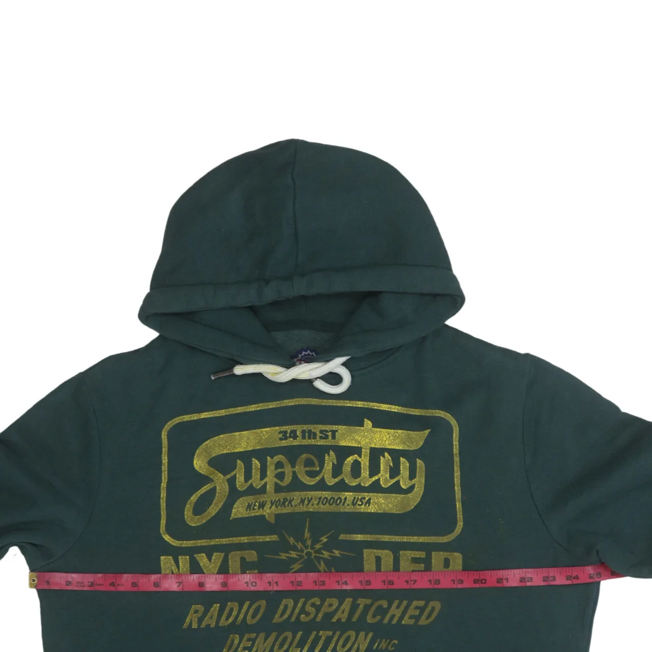 Superdry Men's Green Pullover Hoodie M Graphic Print Logo - Image 3