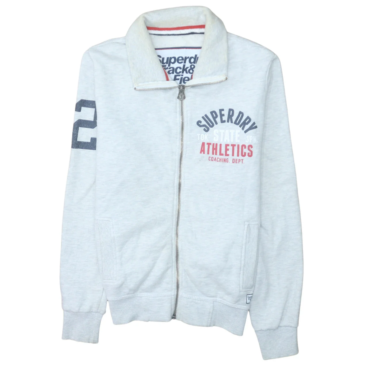 Superdry Men's Grey Full Zip Athletic Sweatshirt Size M